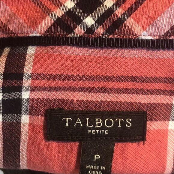 TALBOTS Mauve Orange Plaid  Botton Down Front Long Sleeves Shirt Size: Small - Picture 4 of 4